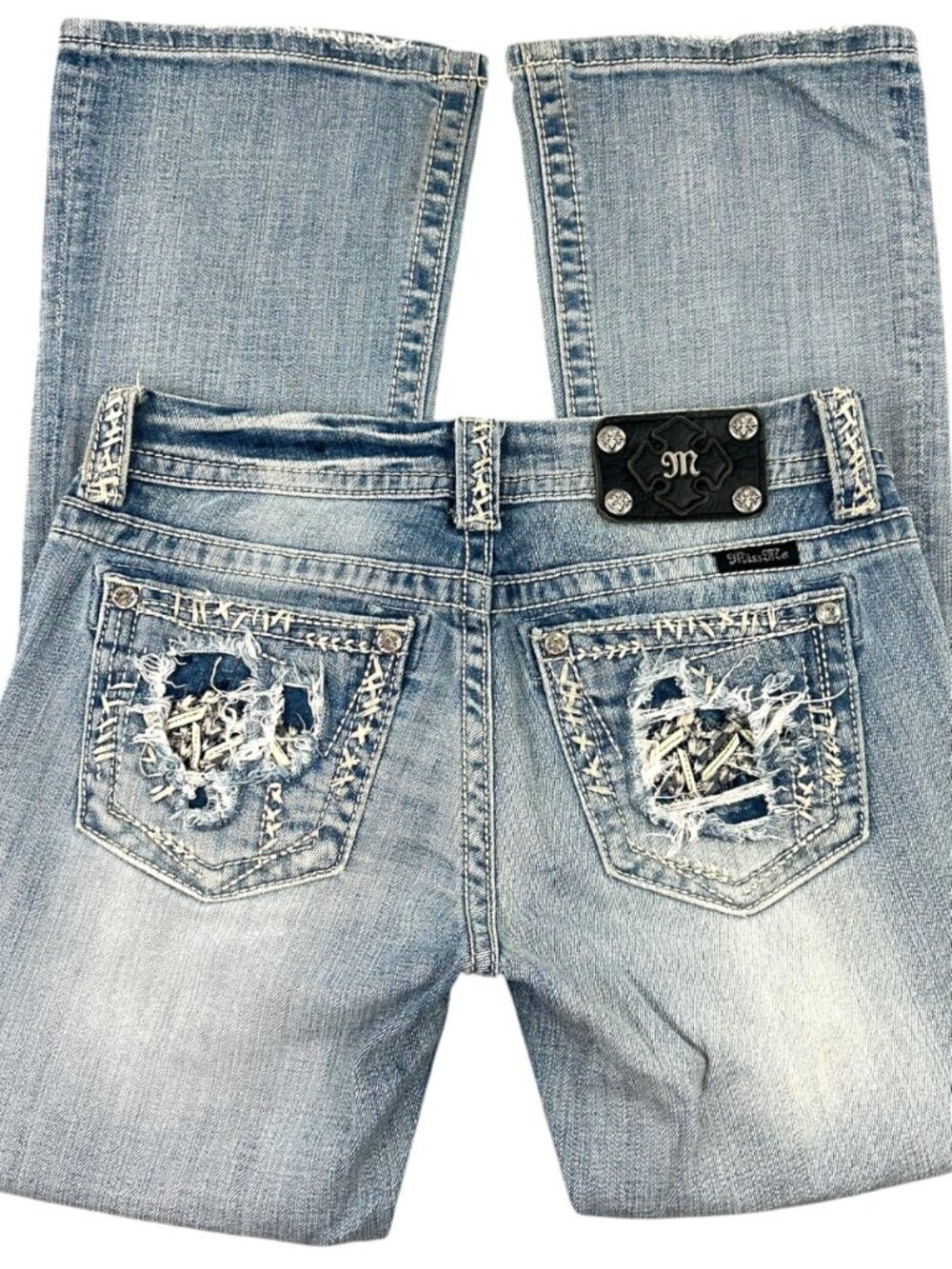 Vintage Y2K Miss Me Bootcut Rhinestone Embellished Denim Jeans